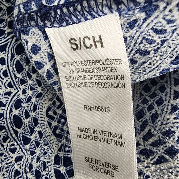 FEVER WOMEN'S  V NECK 3/4 LENGTH SLEEVES BLUE AND WHITE TOP SIZE SMALL - Picture 8 of 8